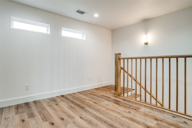 basement with light wood-type flooring