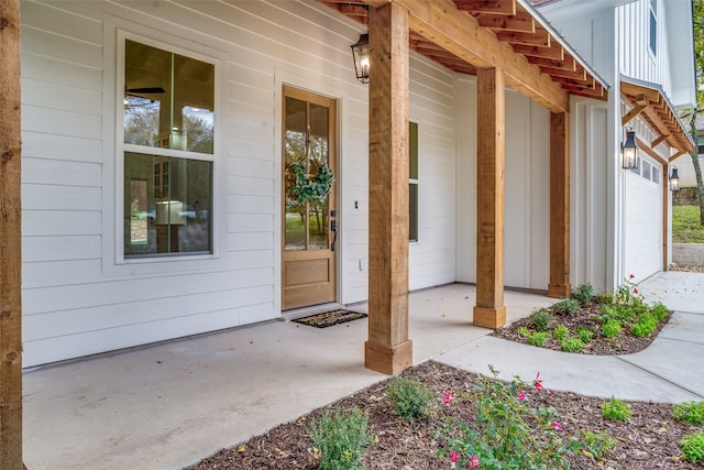 property entrance featuring a garage