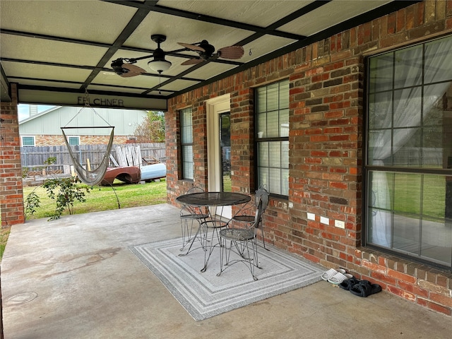 view of patio / terrace featuring ceiling fan