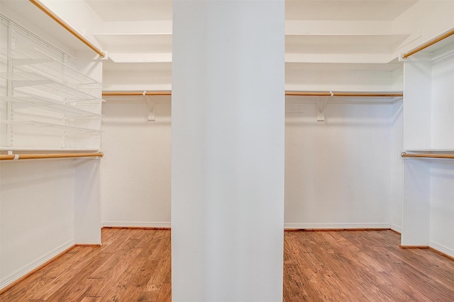 walk in closet featuring light hardwood / wood-style flooring