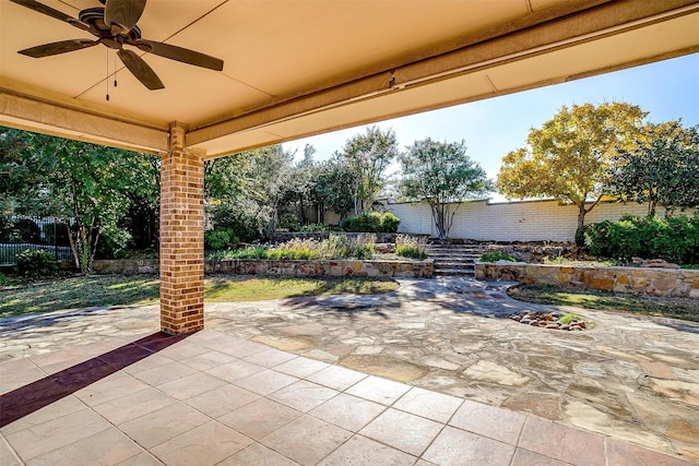 view of patio / terrace with ceiling fan