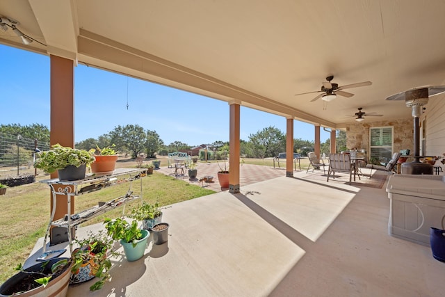 view of patio / terrace with ceiling fan