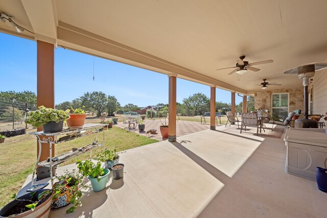 view of patio with ceiling fan