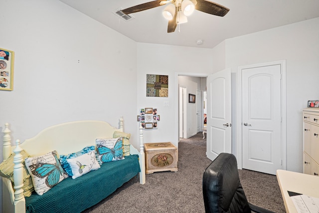 office featuring carpet and ceiling fan