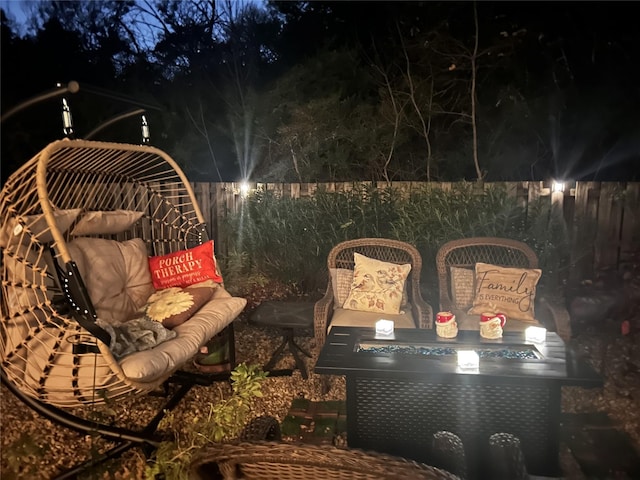 view of patio at night