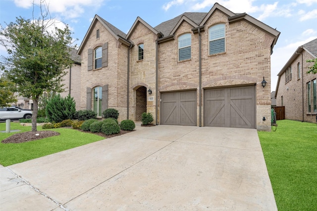 view of front facade featuring a garage and a front yard