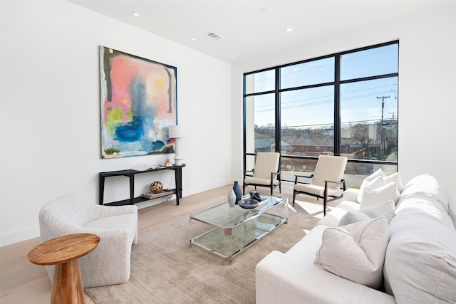 living room featuring light hardwood / wood-style floors