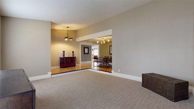 interior space featuring an inviting chandelier