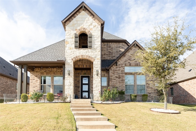 view of front of home featuring a front yard