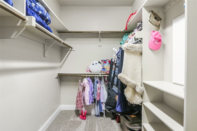 spacious closet with carpet floors