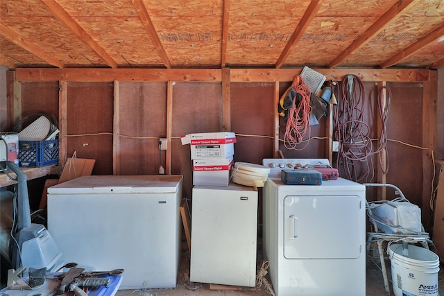 storage area with washer / dryer