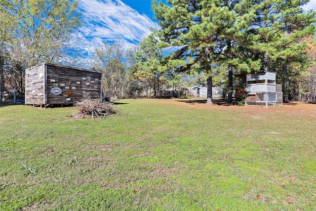 view of yard featuring an outbuilding