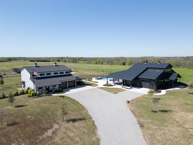 bird's eye view featuring a rural view