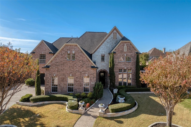 view of front of home featuring a front lawn