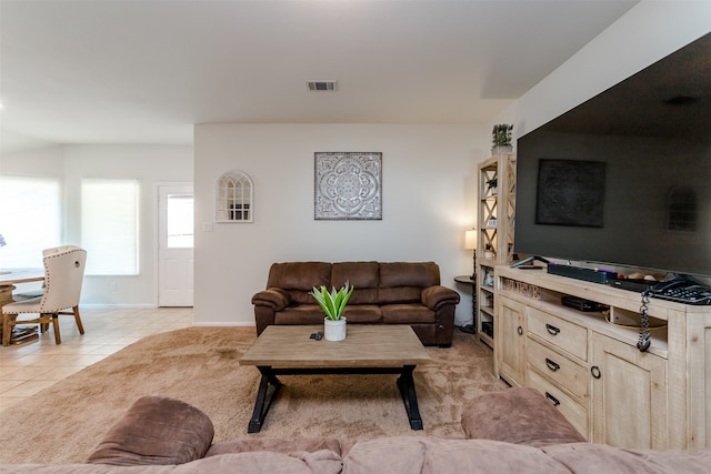 view of tiled living room