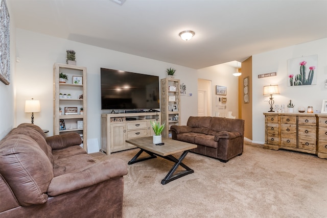 living room with light carpet