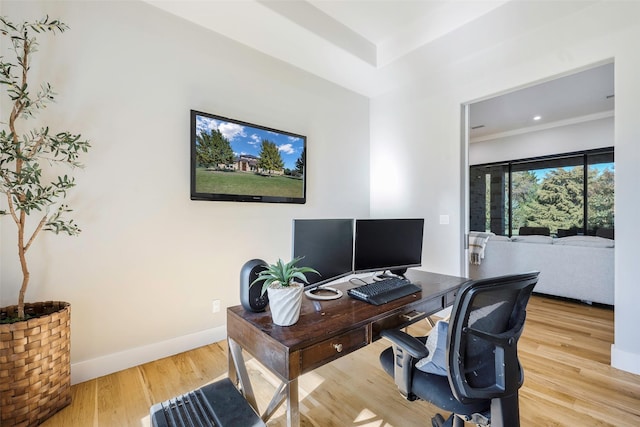 office space featuring wood-type flooring