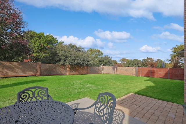 view of yard with a patio area