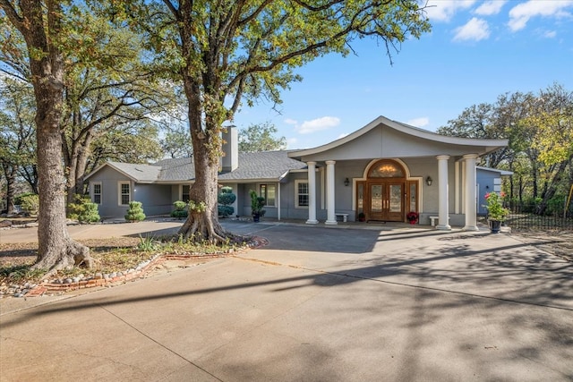 view of front of house with french doors