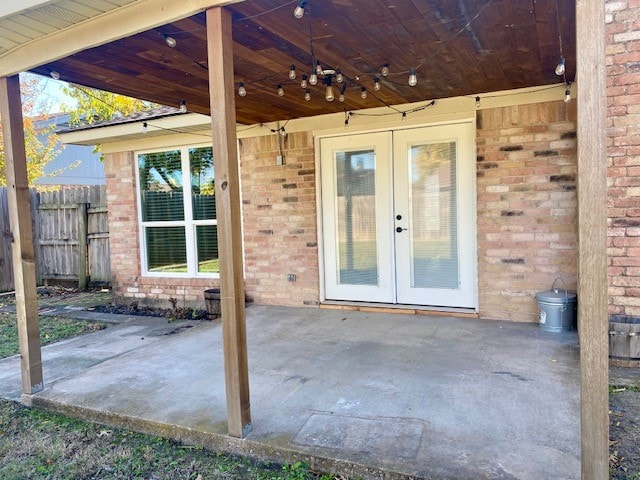 view of patio / terrace featuring french doors