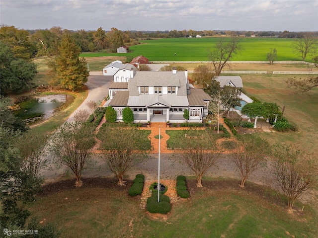 aerial view featuring a rural view