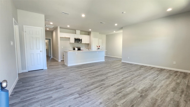 unfurnished living room with light hardwood / wood-style flooring