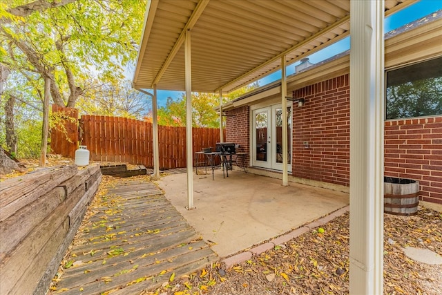 view of patio / terrace featuring french doors