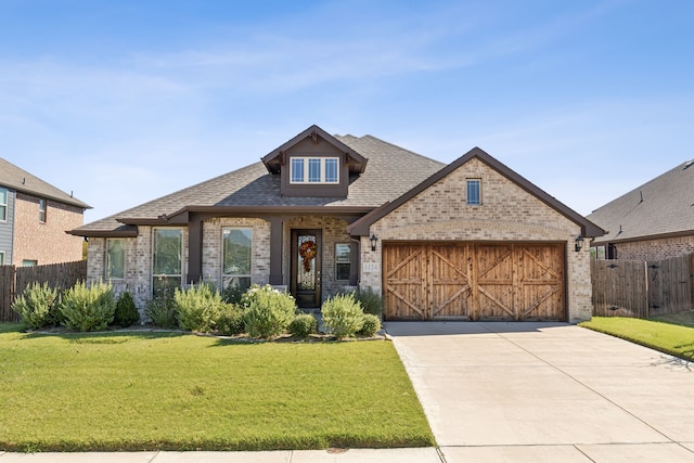 view of front of home with a garage and a front yard