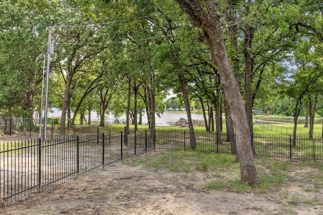 view of yard with a water view