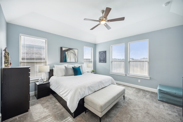 bedroom with carpet flooring and ceiling fan