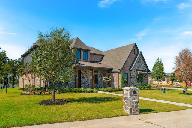 view of front of home featuring a front yard