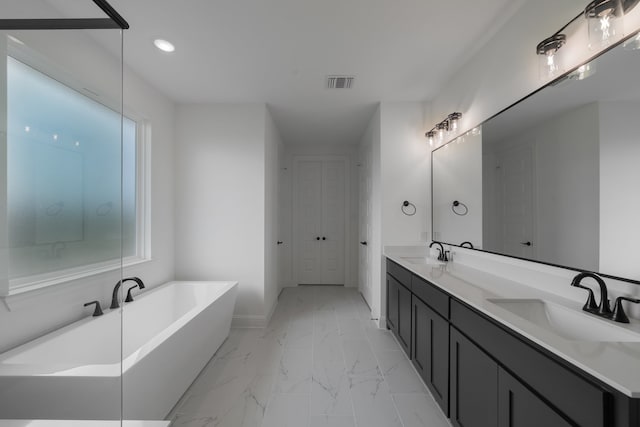 bathroom featuring vanity and a bathing tub