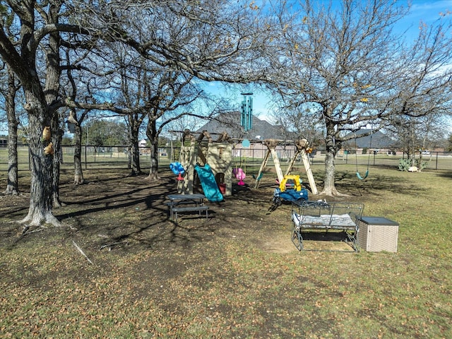 view of yard with a playground