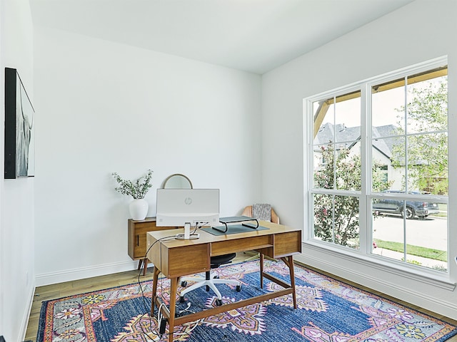 office area featuring hardwood / wood-style flooring