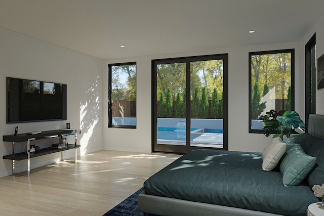 bedroom featuring light hardwood / wood-style floors