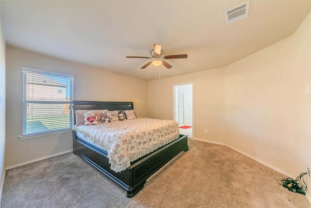 bedroom with carpet flooring and ceiling fan