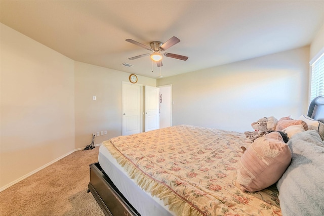 bedroom with carpet floors and ceiling fan