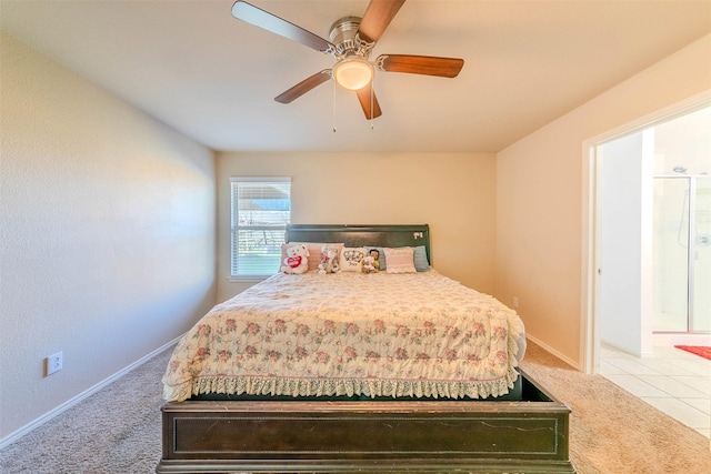 bedroom with carpet floors and ceiling fan