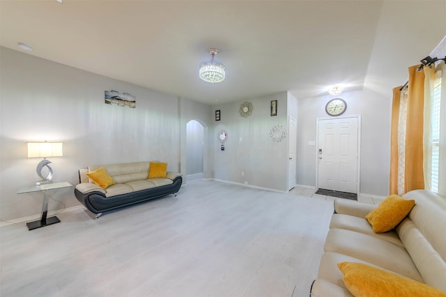 living room featuring light hardwood / wood-style floors