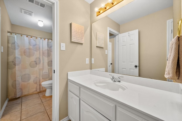 bathroom with tile patterned flooring, vanity, and toilet