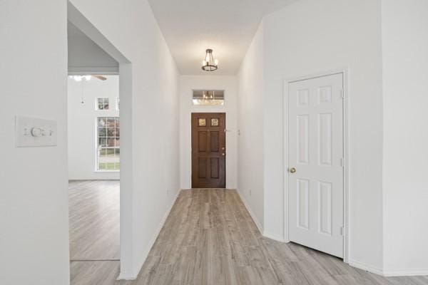 entryway with light hardwood / wood-style floors