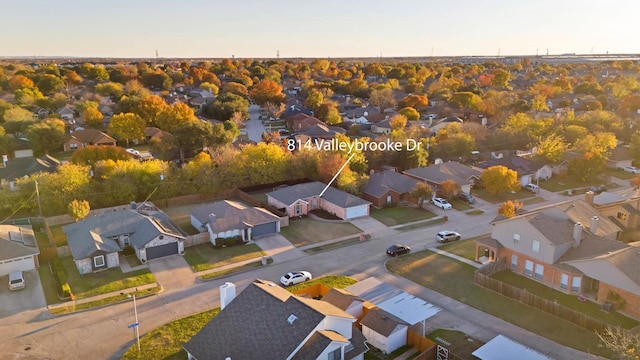 view of aerial view at dusk