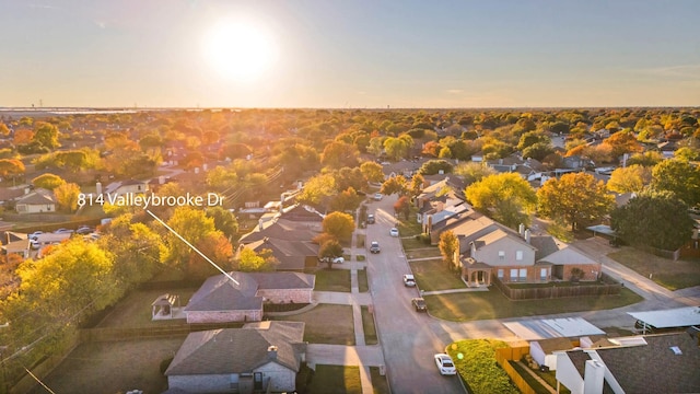 view of aerial view at dusk