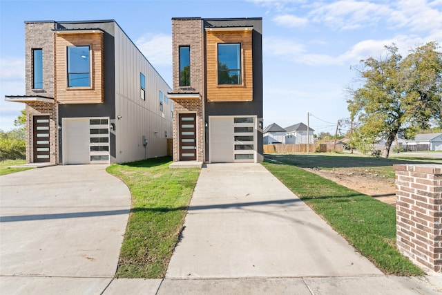 contemporary home with a garage