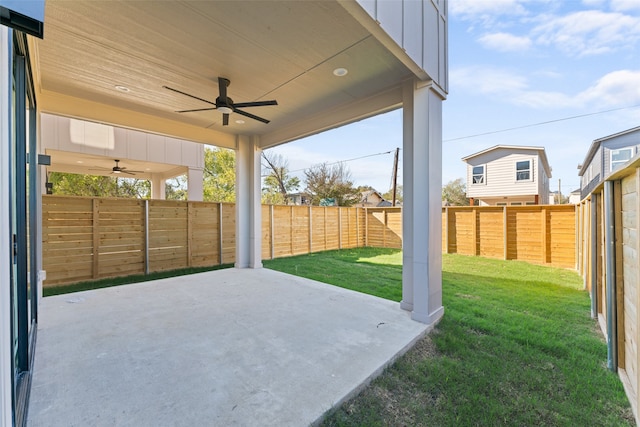 view of patio / terrace featuring ceiling fan