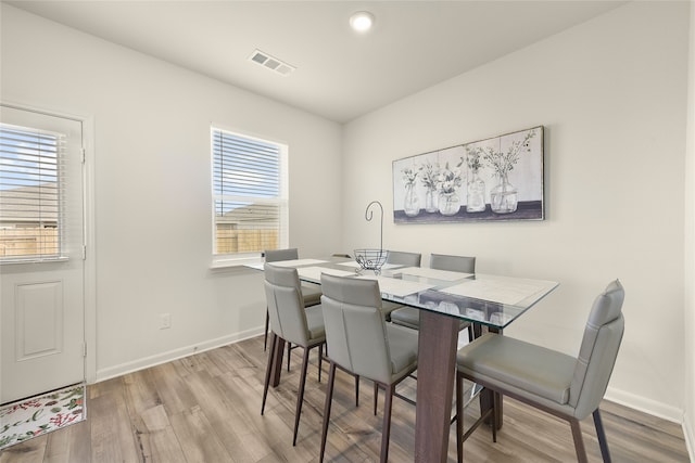 dining area featuring light hardwood / wood-style floors