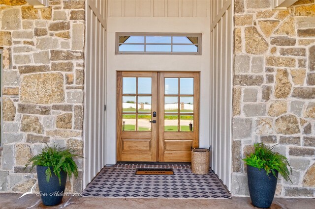 doorway to property with french doors