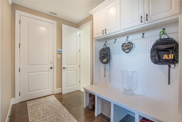 mudroom featuring dark hardwood / wood-style flooring