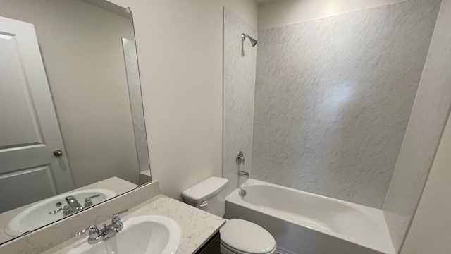 full bathroom featuring vanity, toilet, and bathtub / shower combination