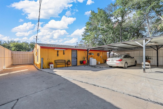 view of parking with a carport